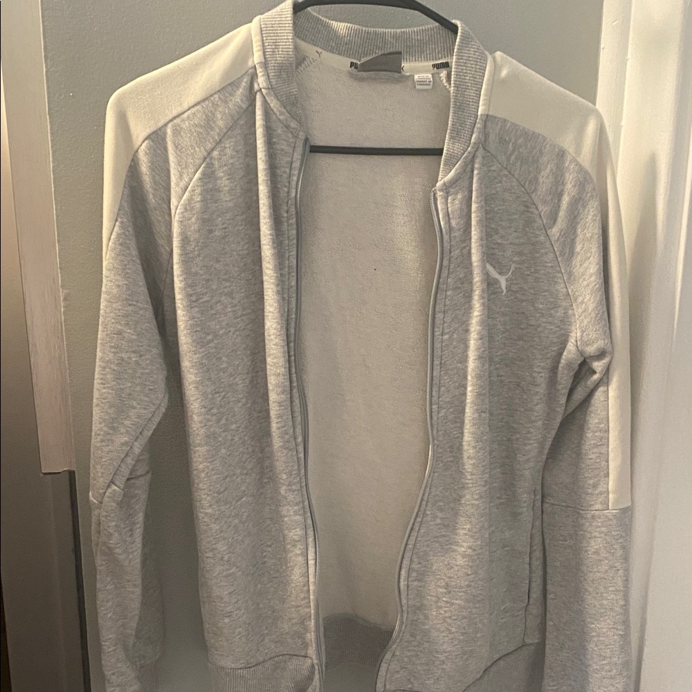 Puma Heather Gray and Cream Track Jacket